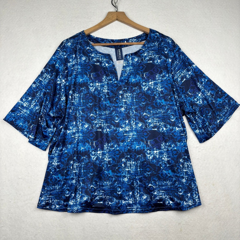 Swim365 Swim Top Womens 22‎ 24 Rash Guard Notch Neck